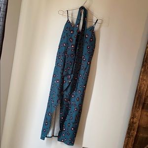 Green leopard midi dress